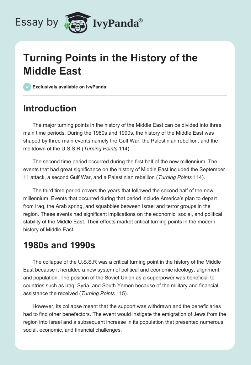 Turning Points in the History of the Middle East. Page 1