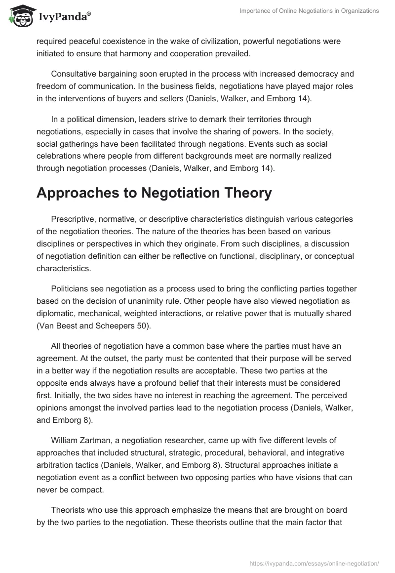 Importance of Online Negotiations in Organizations. Page 2