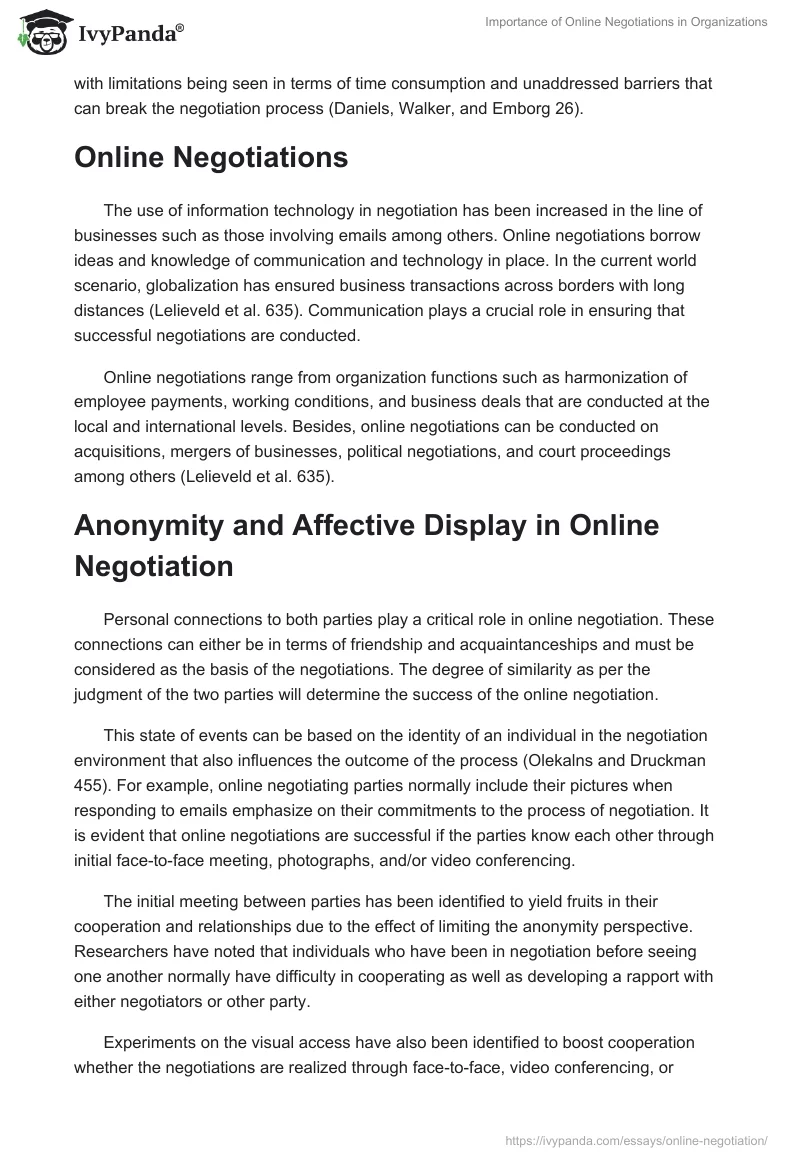 Importance of Online Negotiations in Organizations. Page 5