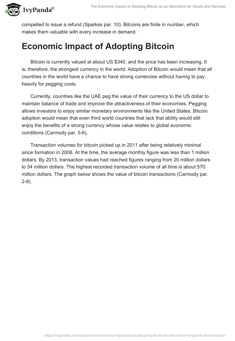 The Economic Impact of Adopting Bitcoin as an Alternative for Goods and Services. Page 4