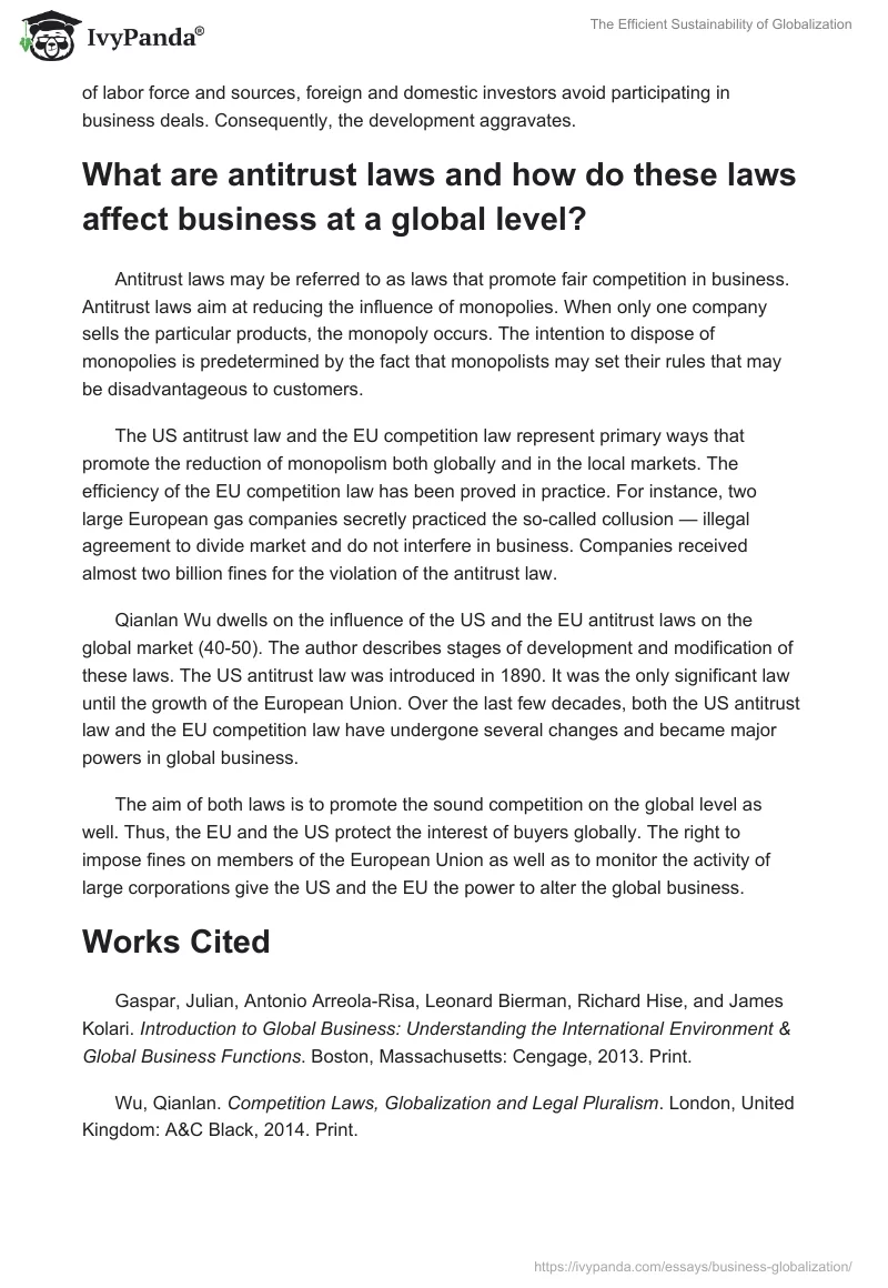 The Efficient Sustainability of Globalization. Page 2