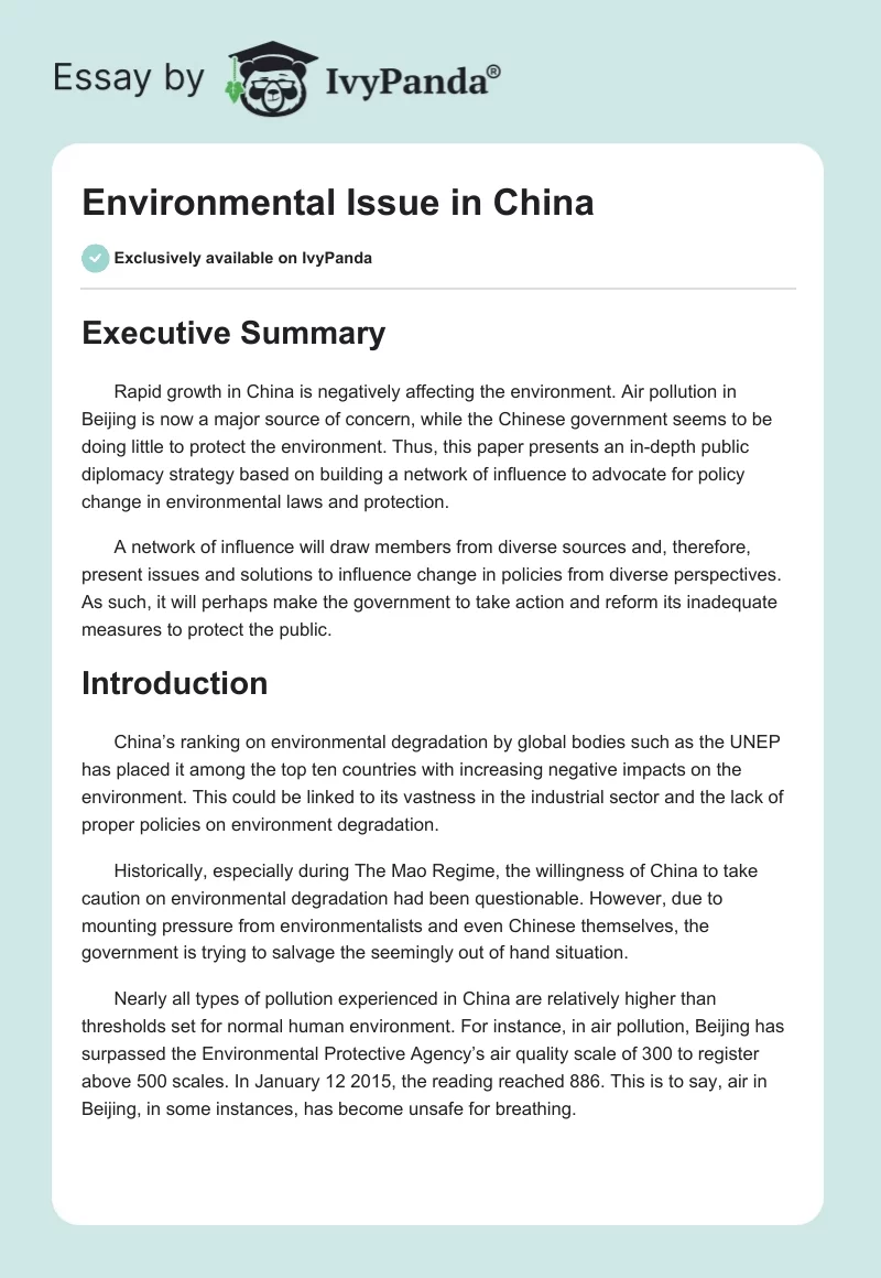 Environmental Issue in China. Page 1