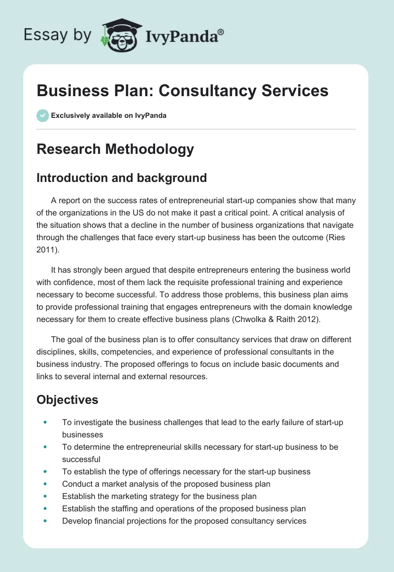 Business Plan: Consultancy Services. Page 1
