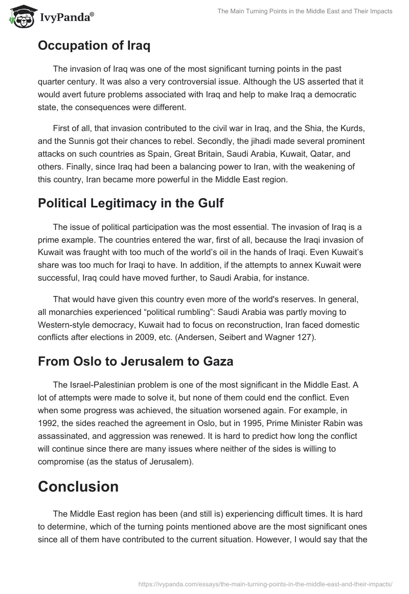 The Main Turning Points in the Middle East and Their Impacts. Page 4