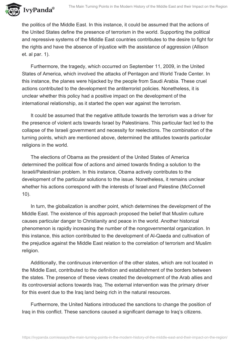 The Main Turning Points in the Modern History of the Middle East and their Impact on the Region. Page 2