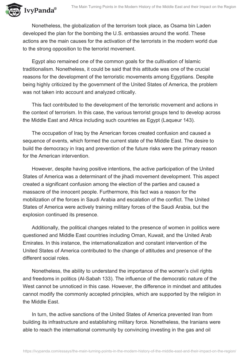 The Main Turning Points in the Modern History of the Middle East and their Impact on the Region. Page 4