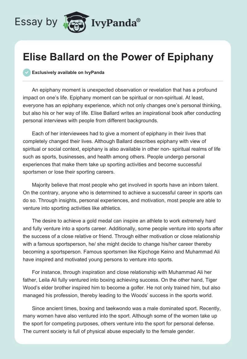 Elise Ballard on the Power of Epiphany. Page 1