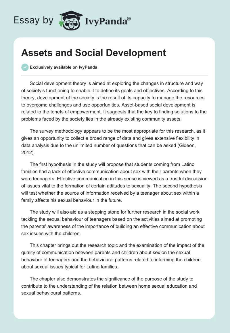 Assets and Social Development. Page 1