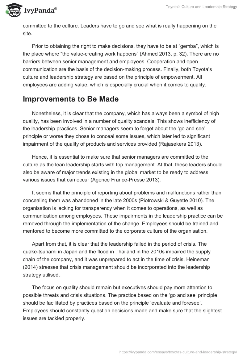 Toyota’s Culture and Leadership Strategy. Page 5
