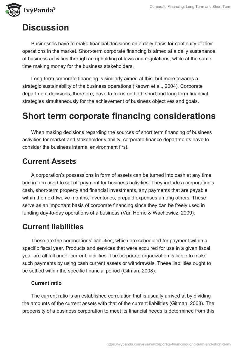 Corporate Financing: Long Term and Short Term. Page 2
