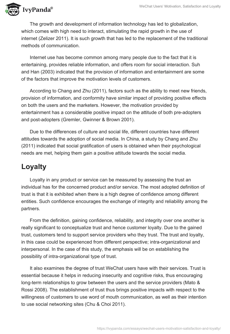 WeChat Users’ Motivation, Satisfaction and Loyalty. Page 4