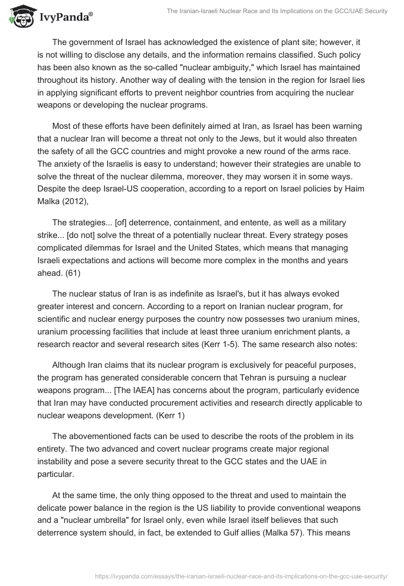 The Iranian-Israeli Nuclear Race and Its Implications on the GCC/UAE Security. Page 2