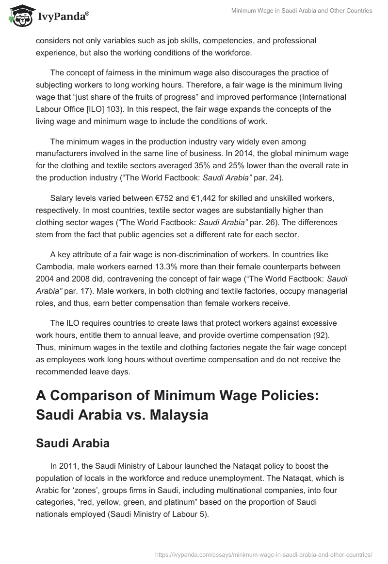 Minimum Wage in Saudi Arabia and Other Countries. Page 2
