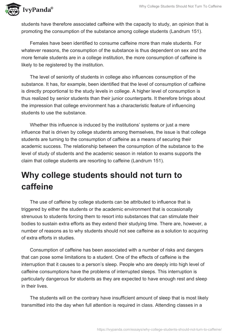 Why College Students Should Not Turn to Caffeine. Page 2