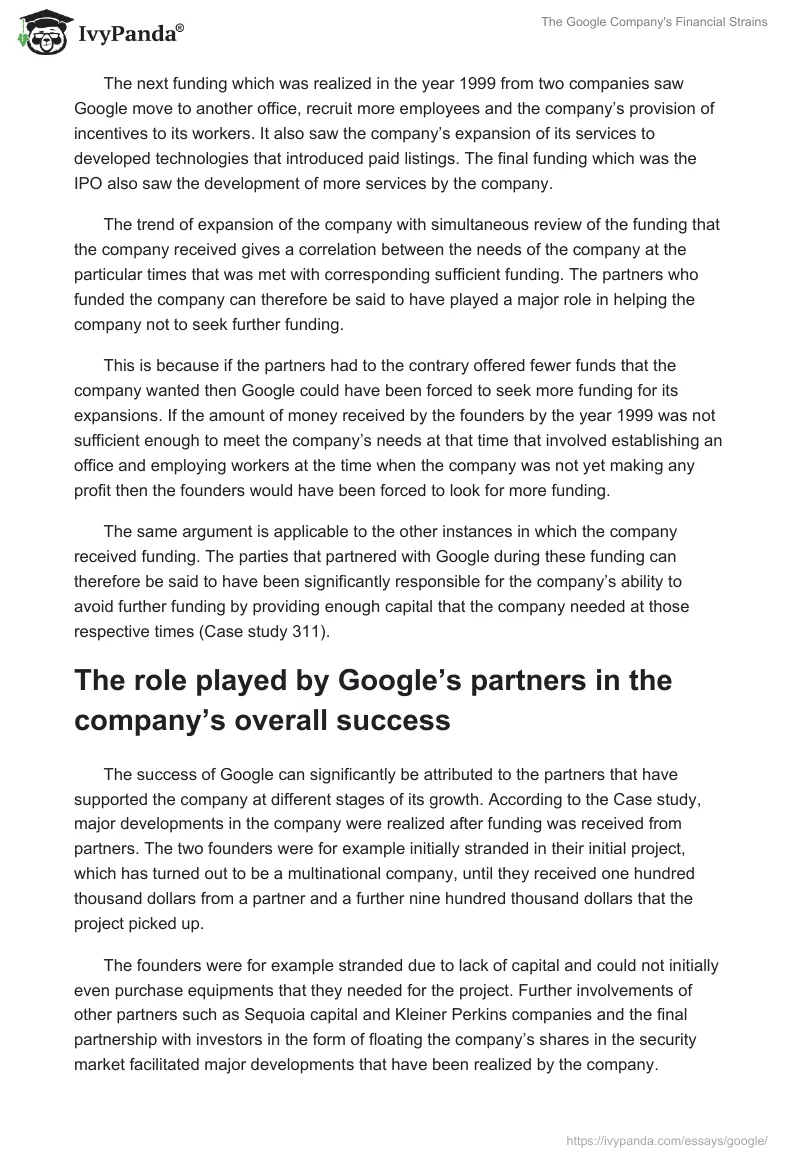The Google Company's Financial Strains. Page 4