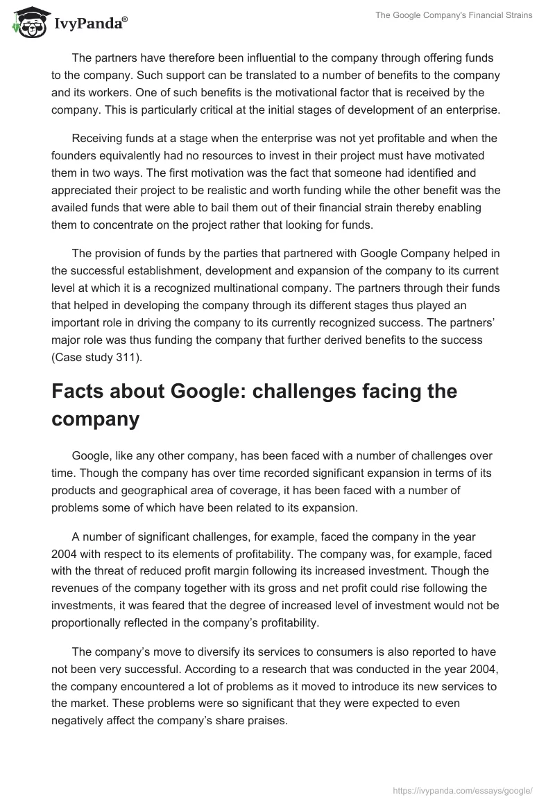 The Google Company's Financial Strains. Page 5