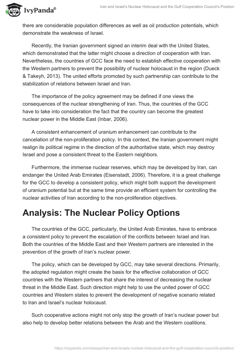 Iran and Israel’s Nuclear Holocaust and the Gulf Cooperation Council’s Position. Page 2
