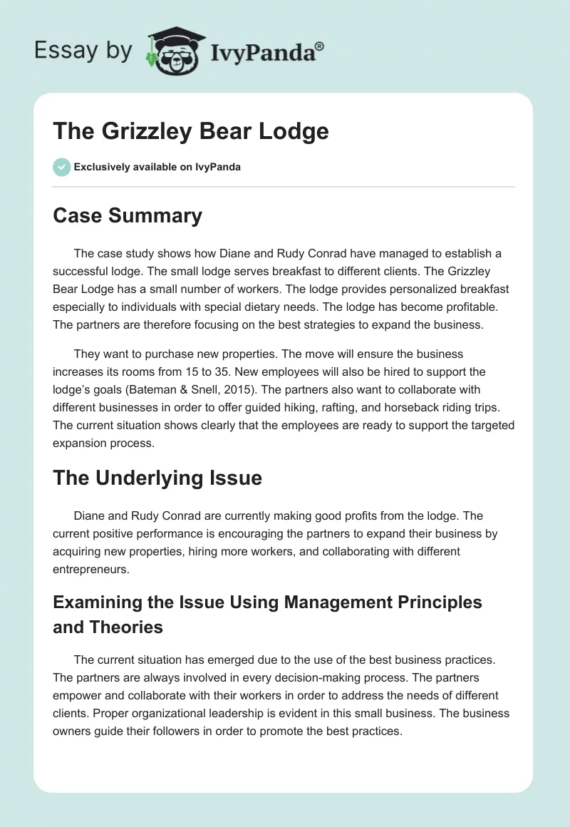 The Grizzley Bear Lodge. Page 1