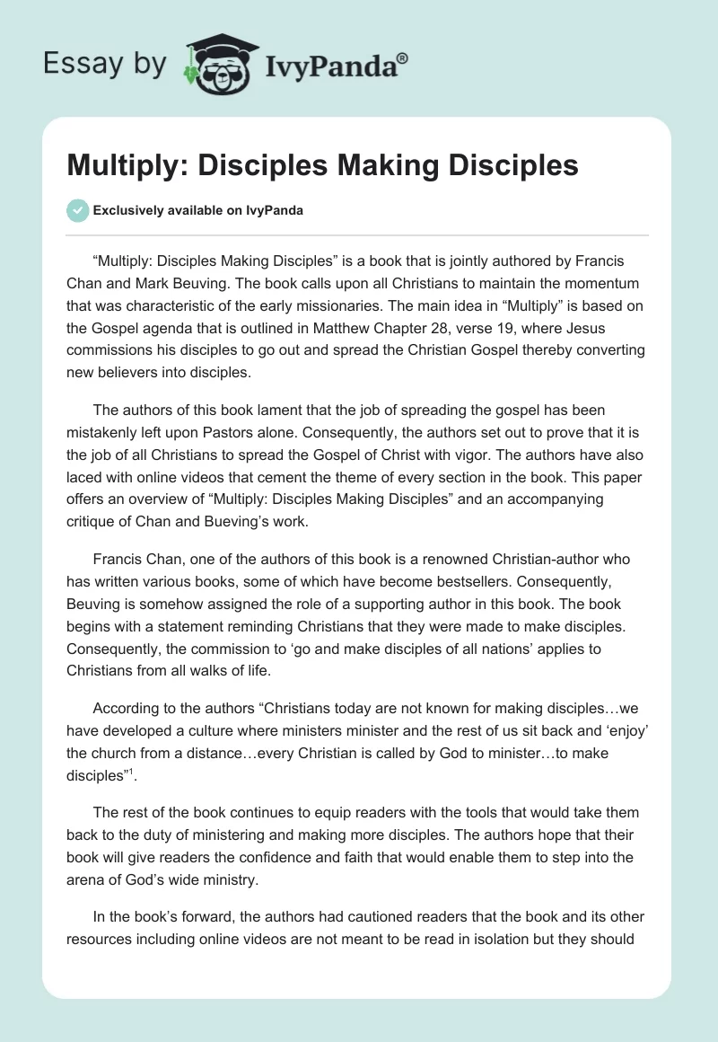 Multiply: Disciples Making Disciples. Page 1