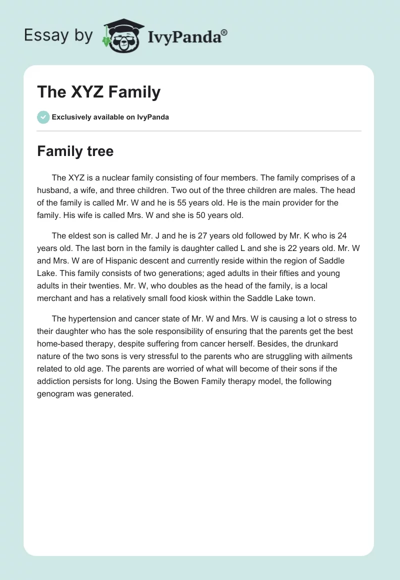 The XYZ Family. Page 1