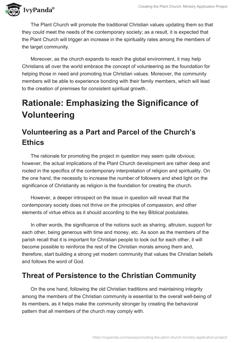 Creating the Plant Church: Ministry Application Project. Page 3