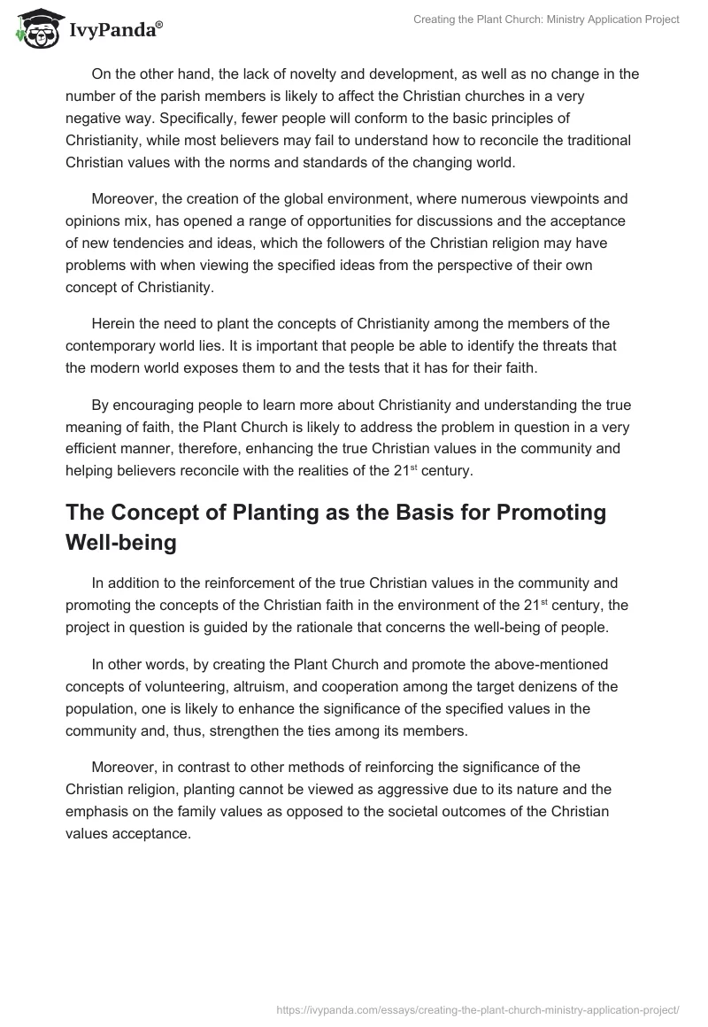 Creating the Plant Church: Ministry Application Project. Page 4