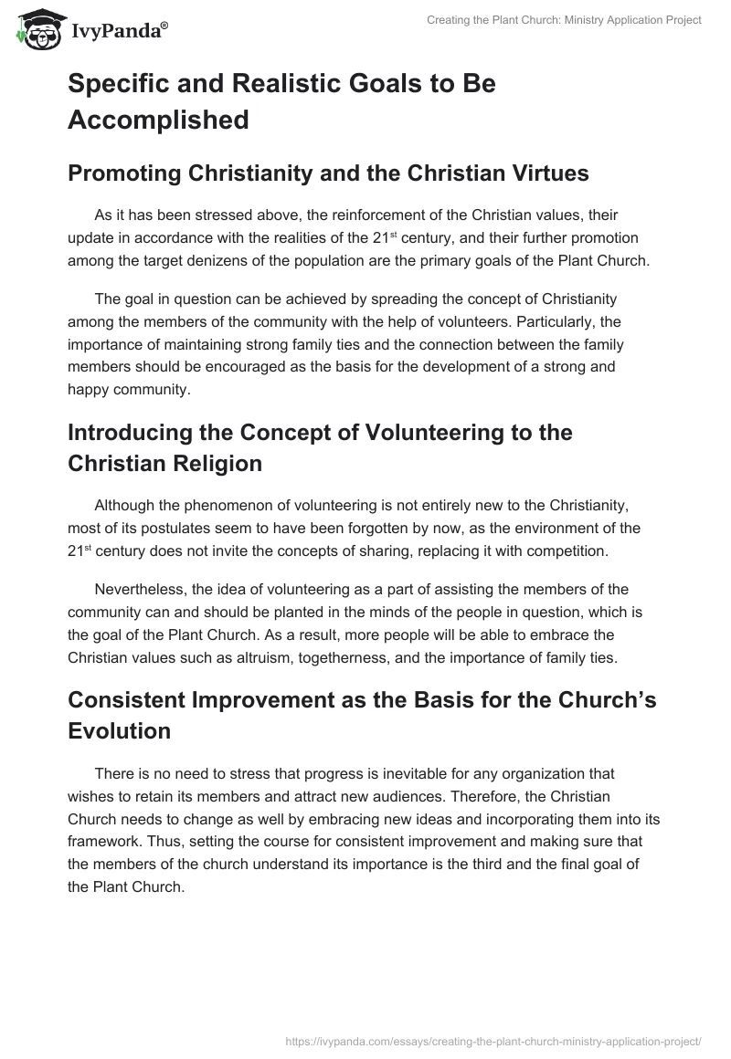 Creating the Plant Church: Ministry Application Project. Page 5