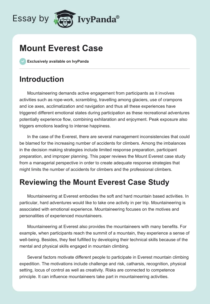 Mount Everest Case. Page 1