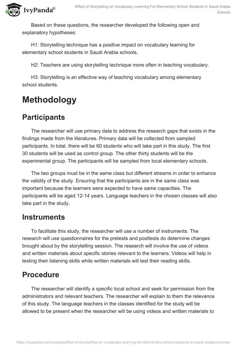 Effect of Storytelling on Vocabulary Learning For Elementary School Students in Saudi Arabia Schools. Page 5