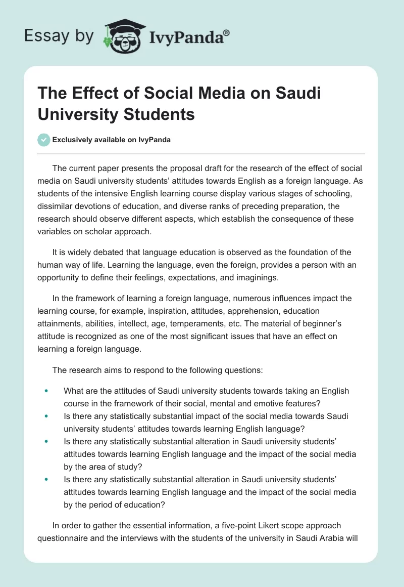 The Effect of Social Media on Saudi University Students. Page 1