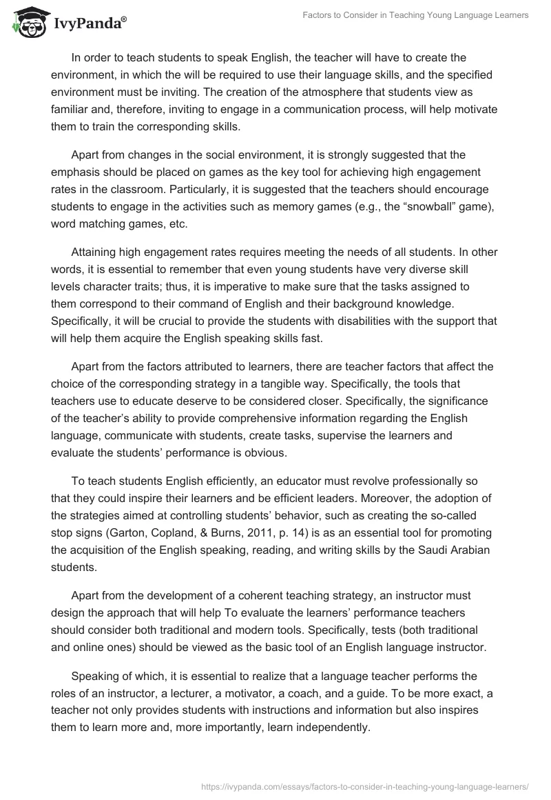 Factors to Consider in Teaching Young Language Learners. Page 4