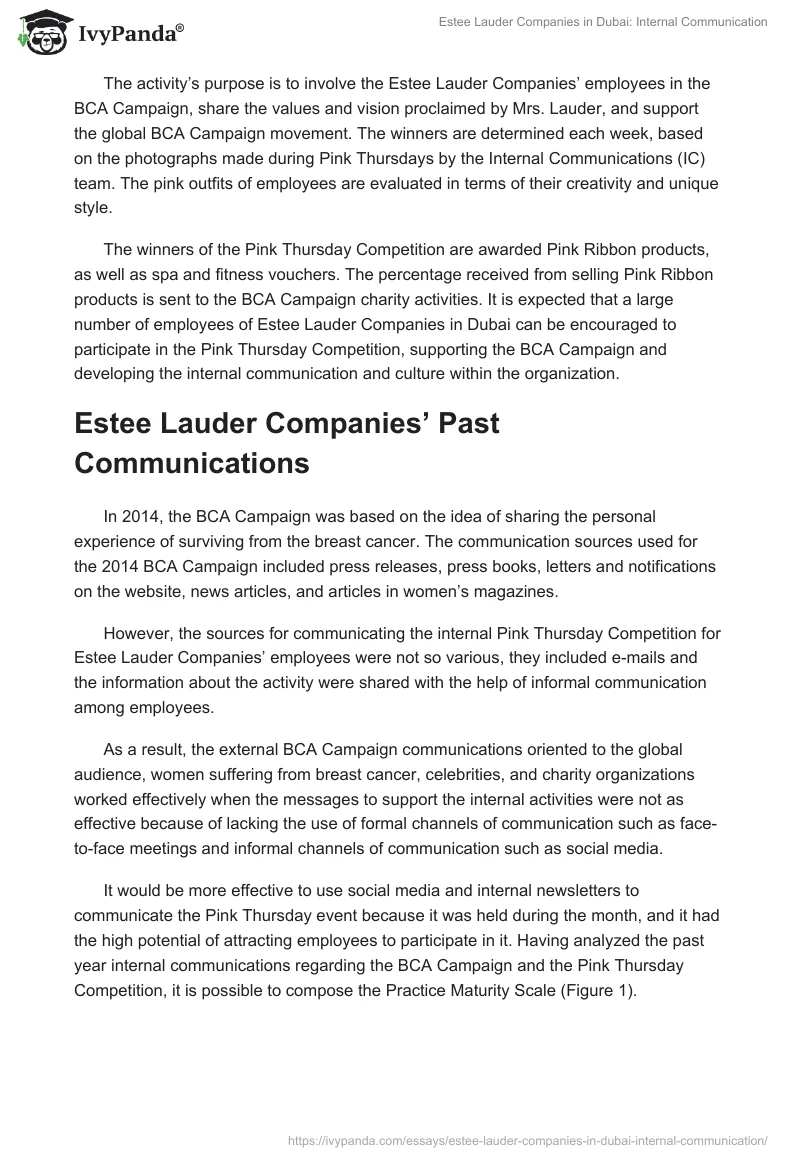 Estee Lauder Companies in Dubai: Internal Communication. Page 2