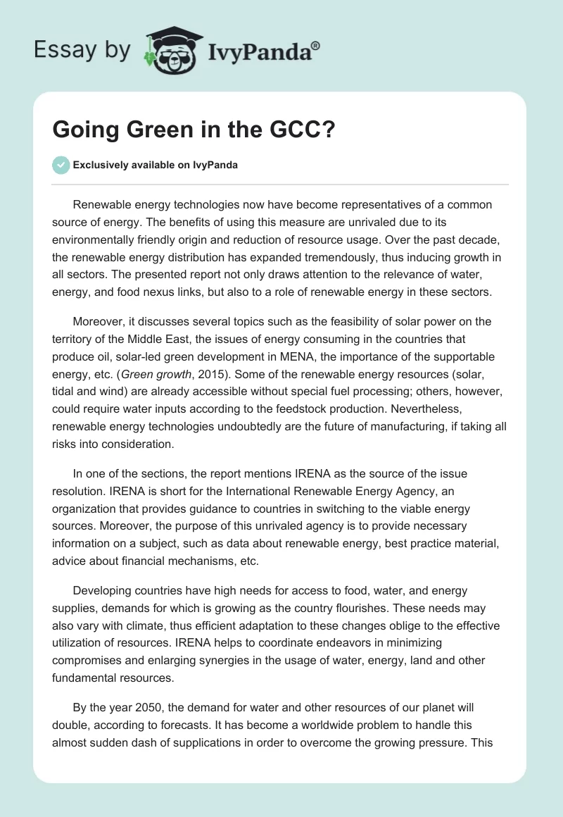 Going Green in the GCC?. Page 1