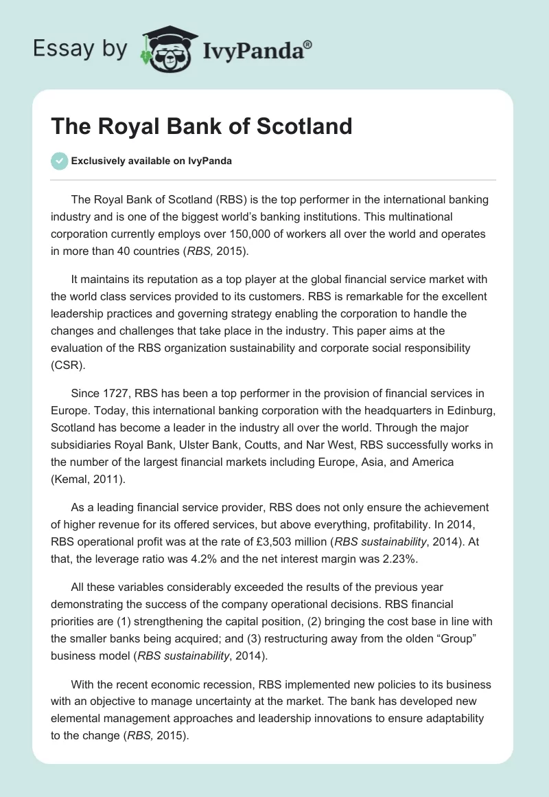 The Royal Bank of Scotland. Page 1
