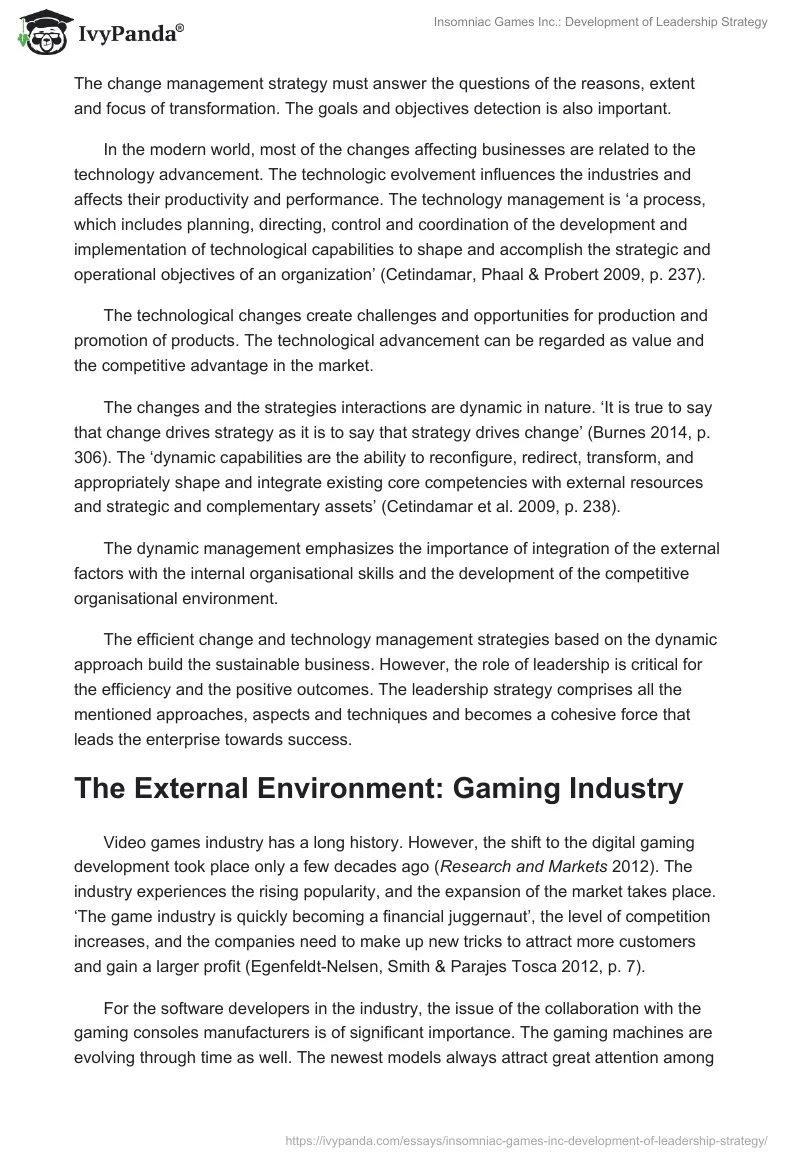 Insomniac Games Inc.: Development of Leadership Strategy. Page 4
