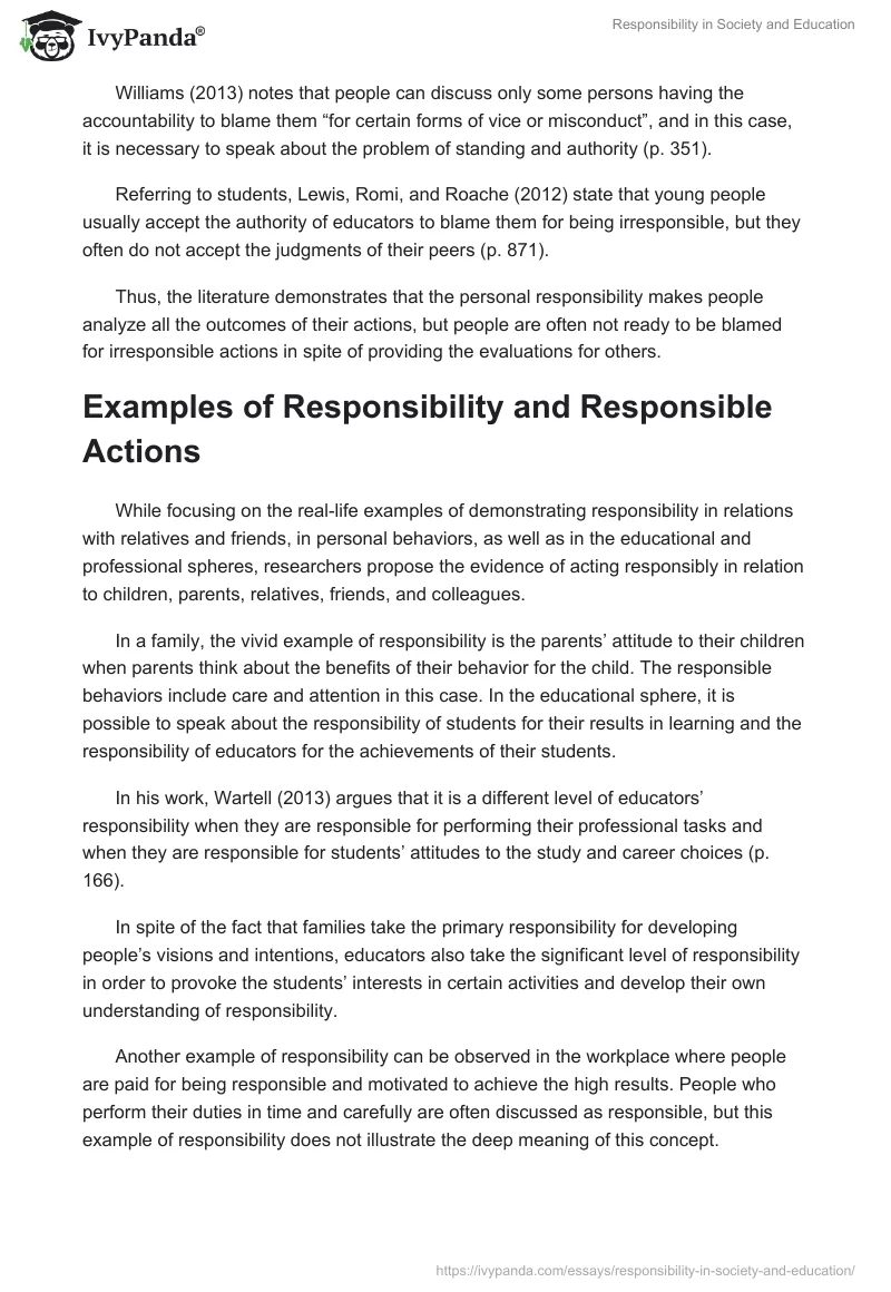 Responsibility in Society and Education. Page 4