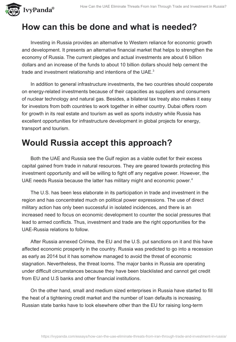 How Can the UAE Eliminate Threats From Iran Through Trade and Investment in Russia?. Page 2