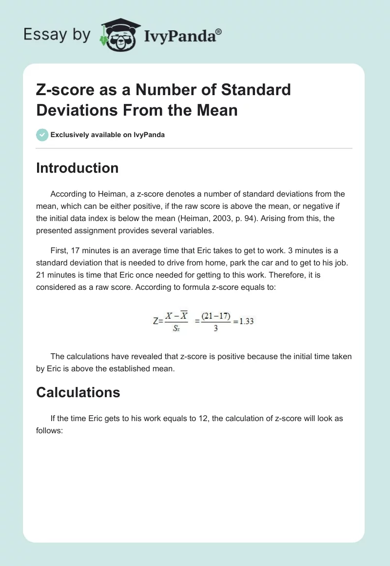 Z-score as a Number of Standard Deviations From the Mean. Page 1