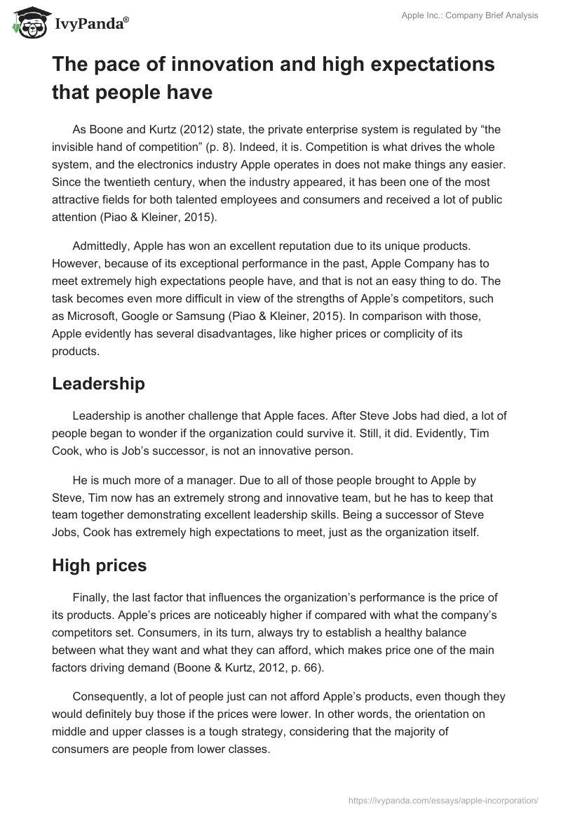 Apple Inc.: Company Brief Analysis. Page 2