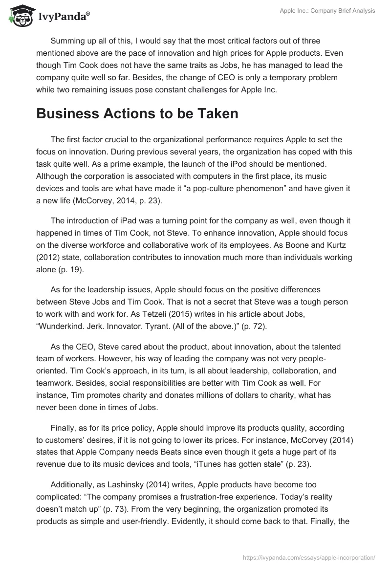 Apple Inc.: Company Brief Analysis. Page 3