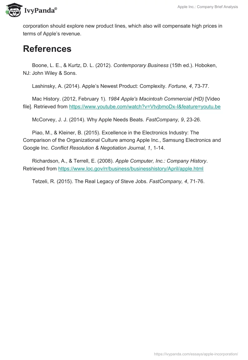 Apple Inc.: Company Brief Analysis. Page 4