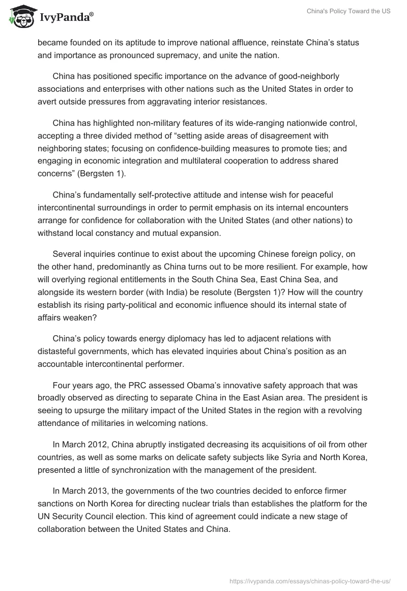 China's Policy Toward the US. Page 2