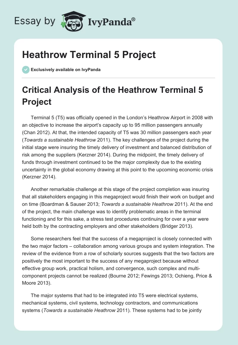 Heathrow Terminal 5 Project. Page 1