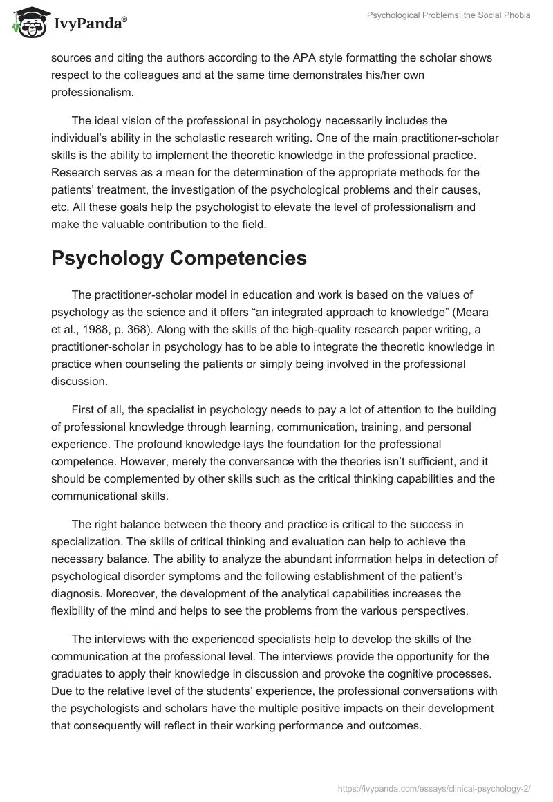 Psychological Problems: The Social Phobia. Page 4