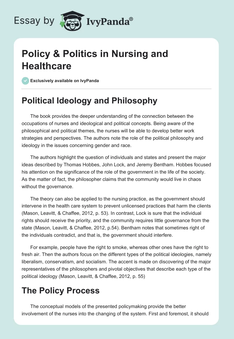 Policy & Politics in Nursing and Healthcare. Page 1
