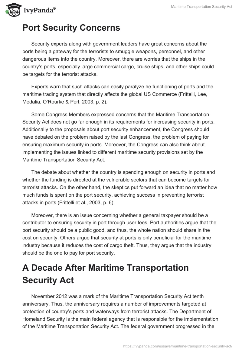 Maritime Transportation Security Act. Page 3