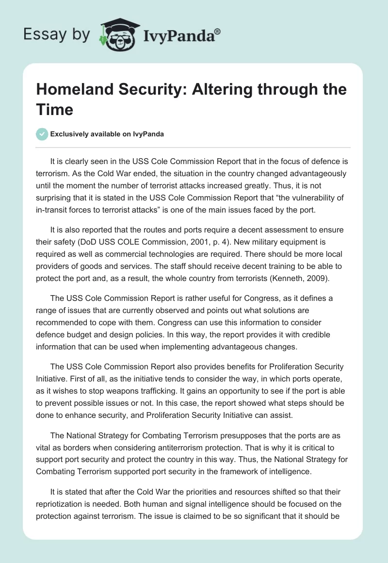Homeland Security: Altering through the Time. Page 1