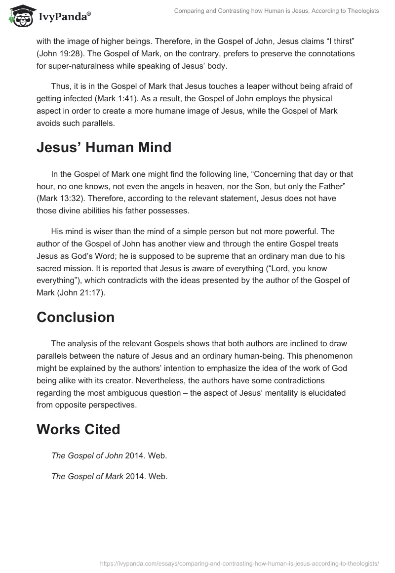 Comparing and Contrasting how Human is Jesus, According to Theologists. Page 2