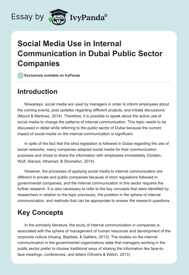 Social Media Use in Internal Communication in Dubai Public Sector Companies. Page 1