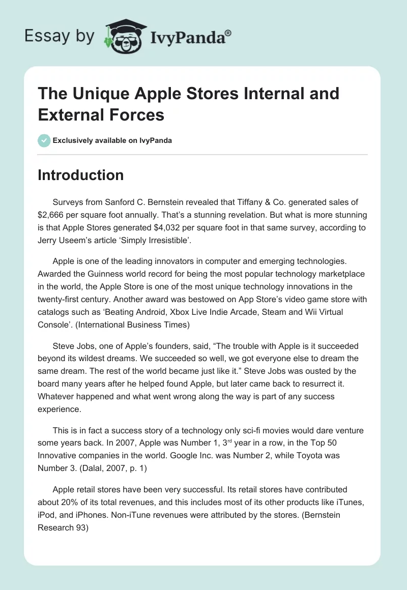 The Unique Apple Stores Internal and External Forces. Page 1